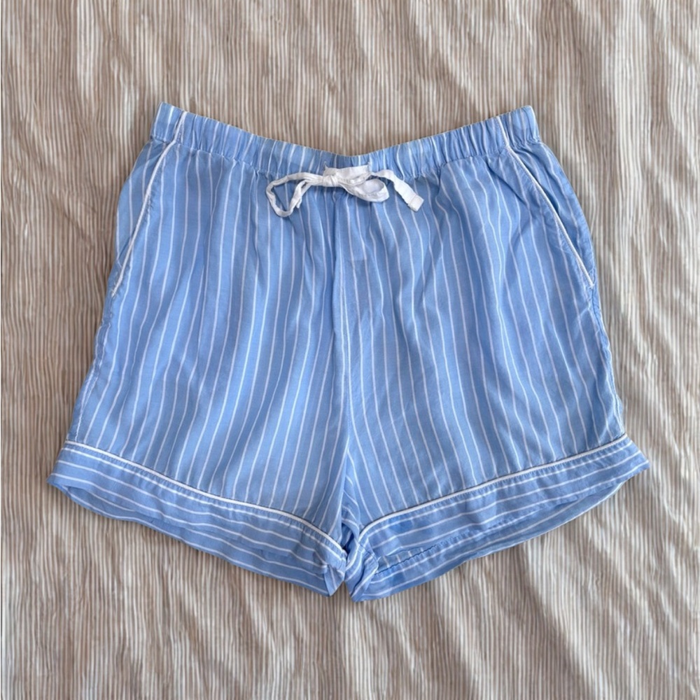 Stars Above Light Blue Striped Lounge Pajama Shorts